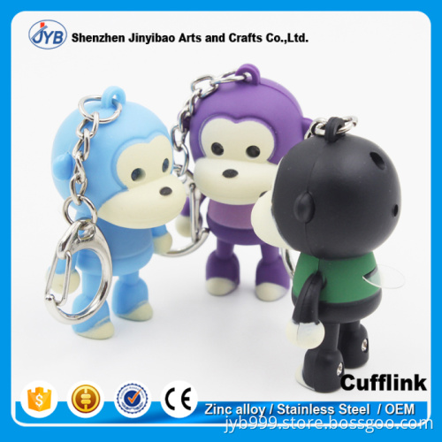 custom logo great promotional gift key ring plastic monkey shape LED keychain
